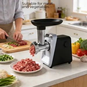 Multifunctional Electric Meat Grinder，Baby Food Processor & Meat Grinder，food processors，BPA-Free & Quiet Design ，Suitable for meat, vegetables,sausage， with 3 sizes of cutting discs