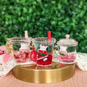 Bear Strawberry Keychain, Fruit Shaker Key Chain, Berry Liquid Accessory, Pink Bow Teddy, Heart Glitter Bag Charm, Floating Animal Key Ring cute keychain