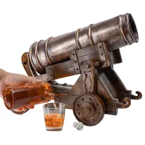 Cannon Wine & Whiskey Decanter Set, Handmade Extra Large Vintage Replica 750ml Decanter 21" - The Wine Savant - Pirate Treasure Wooden Cannonball, Naval, Napoleon, Civil War Old Cannons Holiday Gift