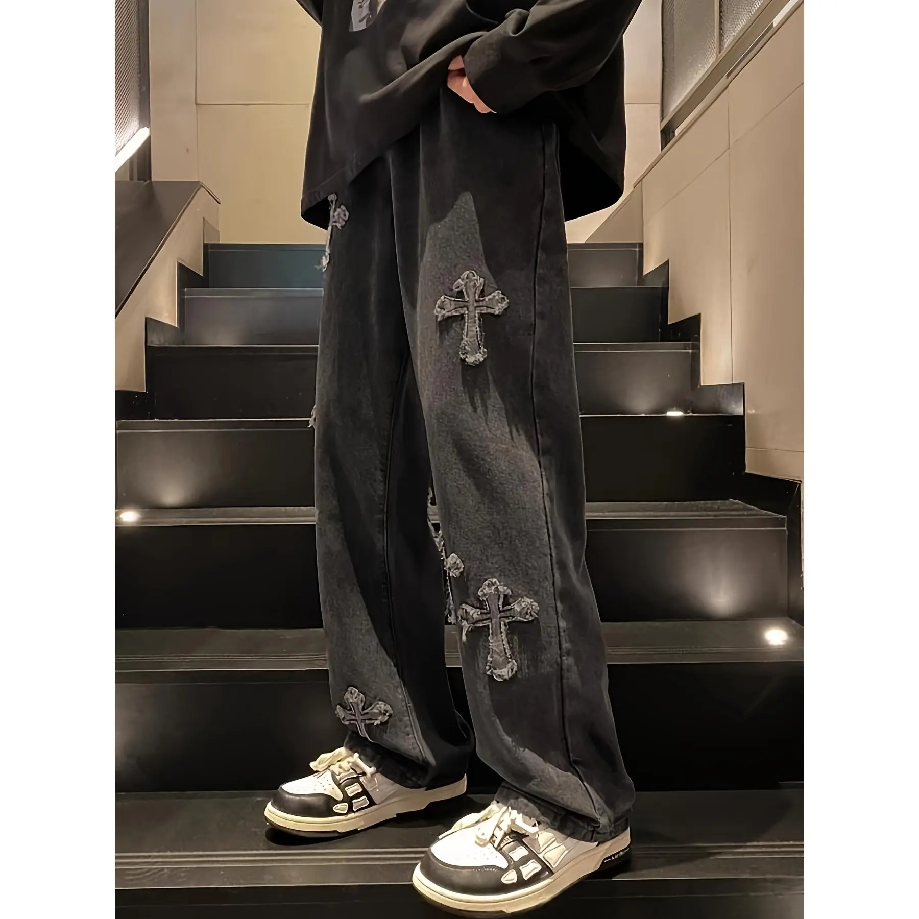 Straight Pants for Boys, Dark Wash Street-Style Cuffed Jean with Non-Stretch Fabric for a Cool Look, Ages 7-15, Denim Jeans, Dark Wash Jeans, 7-15 Years