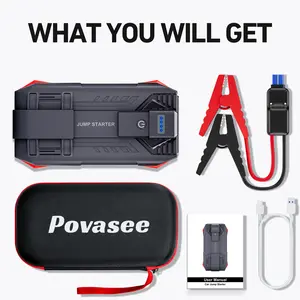 POVASEE 4000A Jump Starter Battery ,Powerful 12V Auto Battery Booster(Up to 10L Gas / 8L Diesel), 3-in-1 Emergency Booster with LED Light & Power Bank ,Compatible with Most Cars & Trucks #fathersdaygift