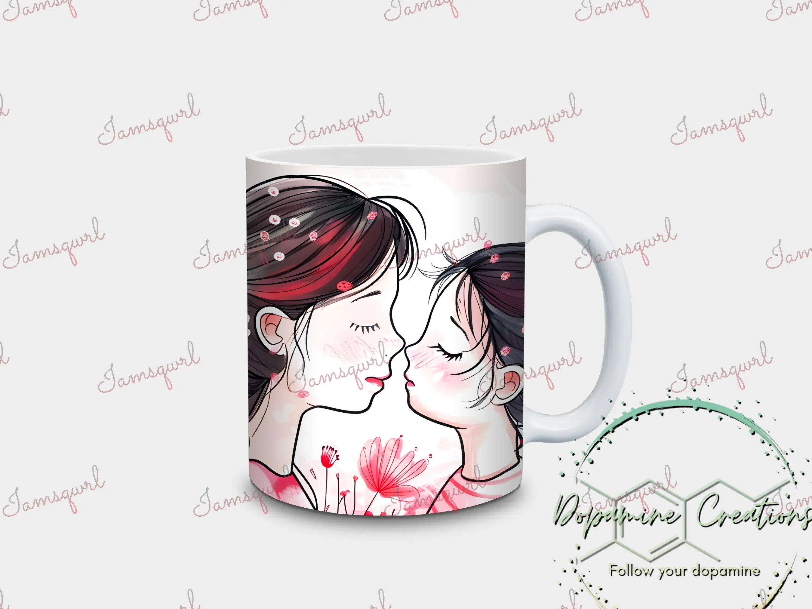 Mother and Daughter Nose Kisses 12pzMug