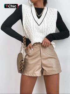 women's v neck sweater vest without tee, casual sleeveless cable knit top for spring & fall, fashion women's knitwear for daily wear