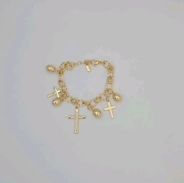 brazalete 343 con colgantes de cruz y bolas
