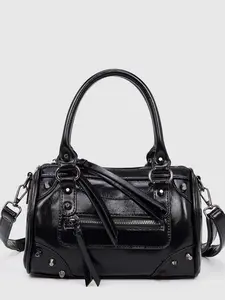 Women's Punk Style Faux Leather Shoulder Bag, Pu Tote Satchel, Multi-Pocket Design, Motorcycle Handbag, Ideal for Daily Use, Fashionable and Practical