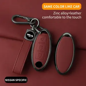 For Zinc Alloy Car Key Protection Case for Nissan Qashqai T32, Rogue 2021g, Leaf, Includes Keychain & Key Holder, Car Key Protector