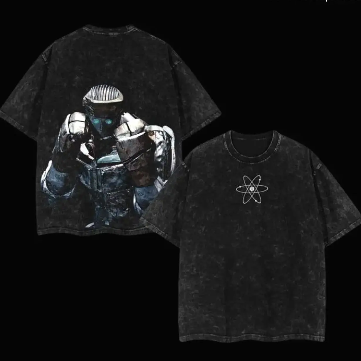COLLECTION Real Steel T-Shirt featuring Twin, Noisy Boy, Zeus, Atom, and Midas. Crafted from heavyweight washed cotton for vintage softness. Oversized fit. New drop for robot fight fans and collectors. XB8