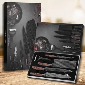 6-piece Professional Kitchen Knife Set with Gift Box, Sharp Meat Cutting Knife, Non Stick Stainless Steel, Sharp Chef Knife Set for Home & Commercial Use - Ideal for Cooking, Camping, Dining, Mother's Day gifts