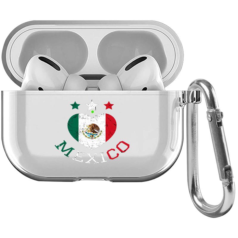Cool Mexican Heart Symbol Pattern TPU Soft Protective Case for Apple AirPods 4/3/2/1/Pro/Pro2 Transparent Earphone Cover with Keychain Attachment Cool Mexican Heart Symbol Pattern TPU Soft Protective Case for Apple AirPods 4/3/2/1/Pro/Pro2 Transparent Earphone Cover with Keychain Attachment