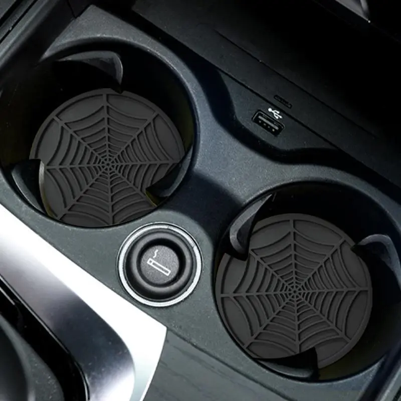 Creative Spider Web Design Car Cup Holder Coaster, Multipurpose Anti-slip Practical Car Cup Holder Pad, Universal Car Interior Decoration Accessories, Car Accessory, Thoughtful Gift