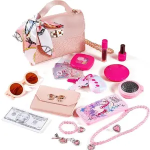 Girl Toys 36Pcs Girl Wallet, Cosmetics, Princess Toys Include Handbag, Wallet, Mobile Phone, Key, Children's Birthday Gift, Suitable for Girls Over 3 4 5 6 7 8 Years Old (Cosmetic Bag)