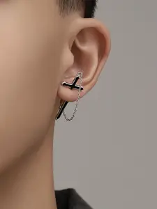 Elegant Cross Chain Earrings Set, Unisex Hip-Hop Style Jewelry, Perfect Gift for Family & Friends, Casual Wear All Seasons