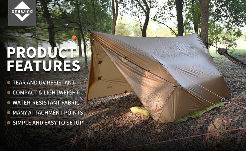 Onewind Blackthorn Ultralight Tarp Tent - Waterproof 4-Person Lightweight for Hammock Camping Backpacking Shelter Tent with Rain Fly & Fire Retardant