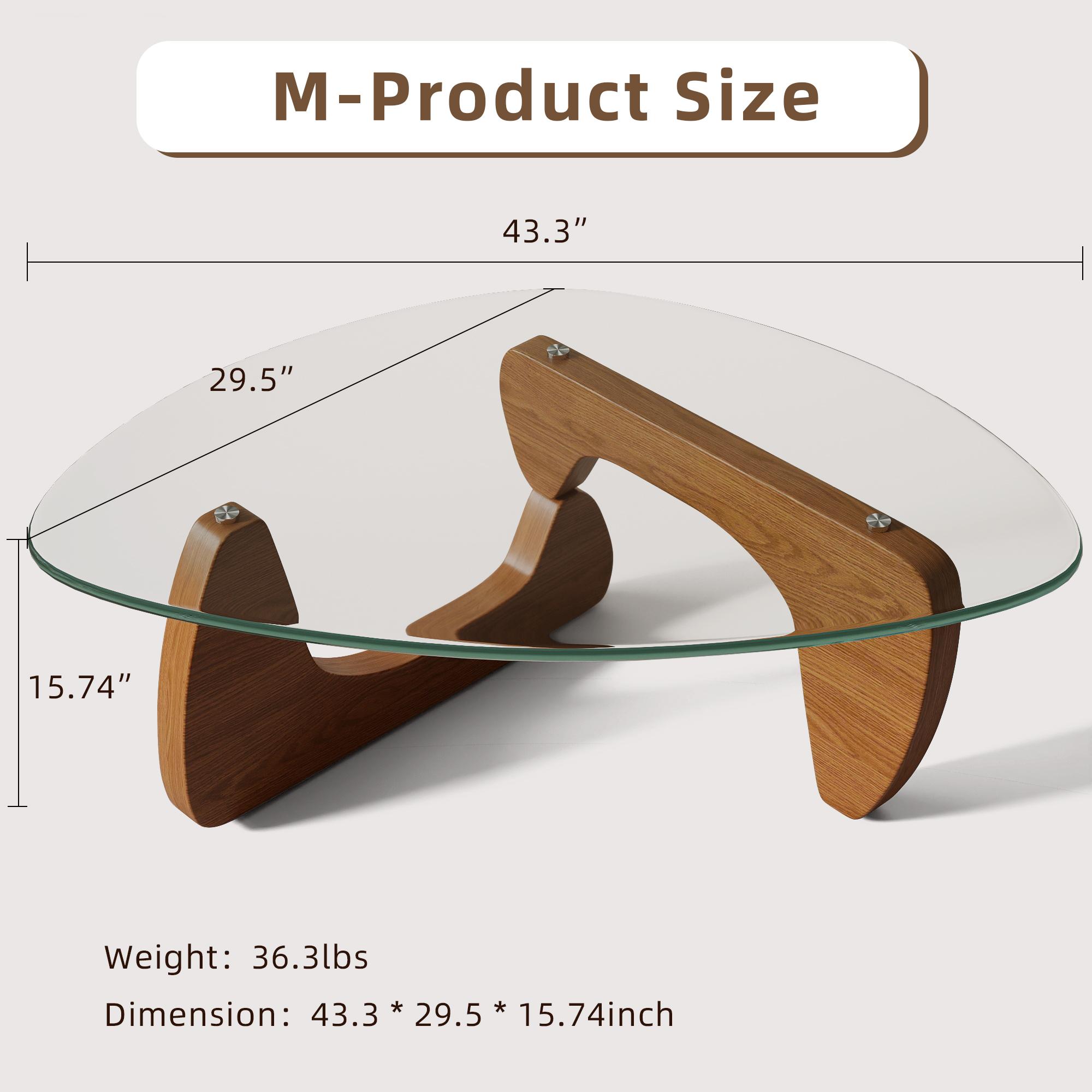 NYUN Glass Coffee Tables Small Farmhouse Coffee Table Mid-Century Modern Wood Center Table for Living Room