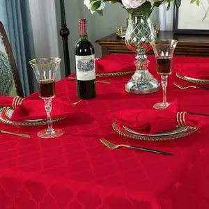 SASTYBALE Rectangular Tablecloth Square  Jacquard Elegance Pattern Table Cloth, Spill-Proof Washable Damask Fabric Table Cover for Kitchen Dinning, Holiday,Parties, Xmas