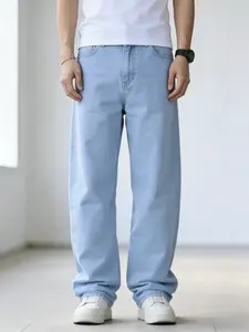 Jeans Men's straight leg jeans, comfortable mid waist casual jeans, business comfortable fashionable versatile jeans Relaxed Fit Soft