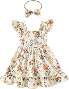 Baby Girl Dresses Strawberry Sundress Toddler Infant Summer Clothes with Cute Bow Headband Playwear Outfits 3-24M