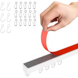 Adhesive Ceiling Curtain Track, Paste Type No Need to Drill, Suitable for Smooth Ceiling or Wall, Closets, Door and Window Frames, Meet Multi-Scenario and Multi-Functional Needs-1.66M/5.45FT