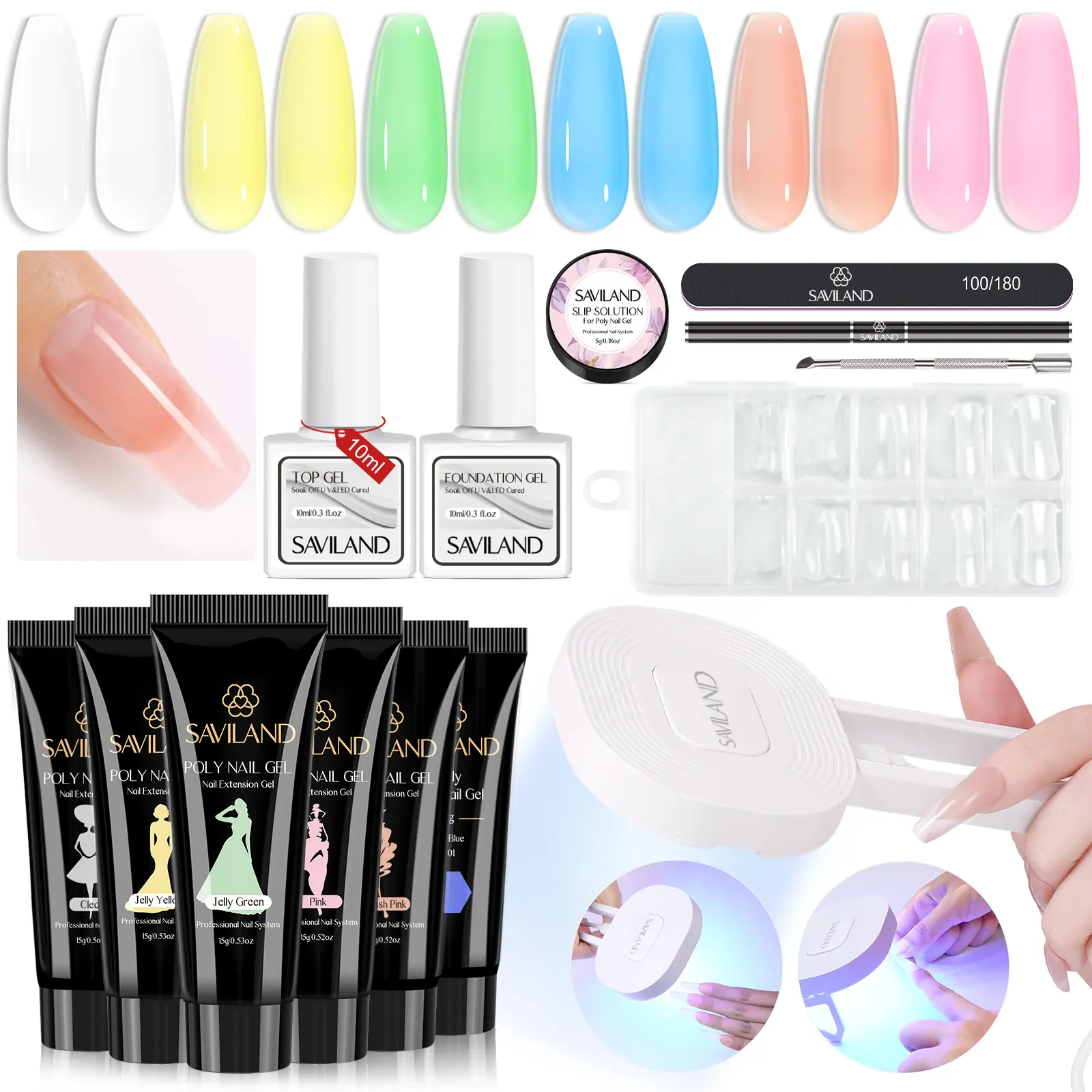 6 Colors Spring Series Ploy Gel Kit with Lamp