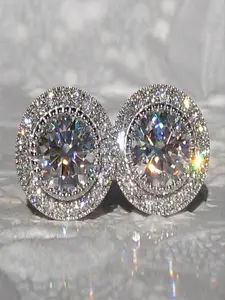 Elegant Women's Earrings, S925 Copper Zirconia Studs, Sparkling Round Design, Perfect Gift for Her, Durable & Stylish Jewelry Accessory