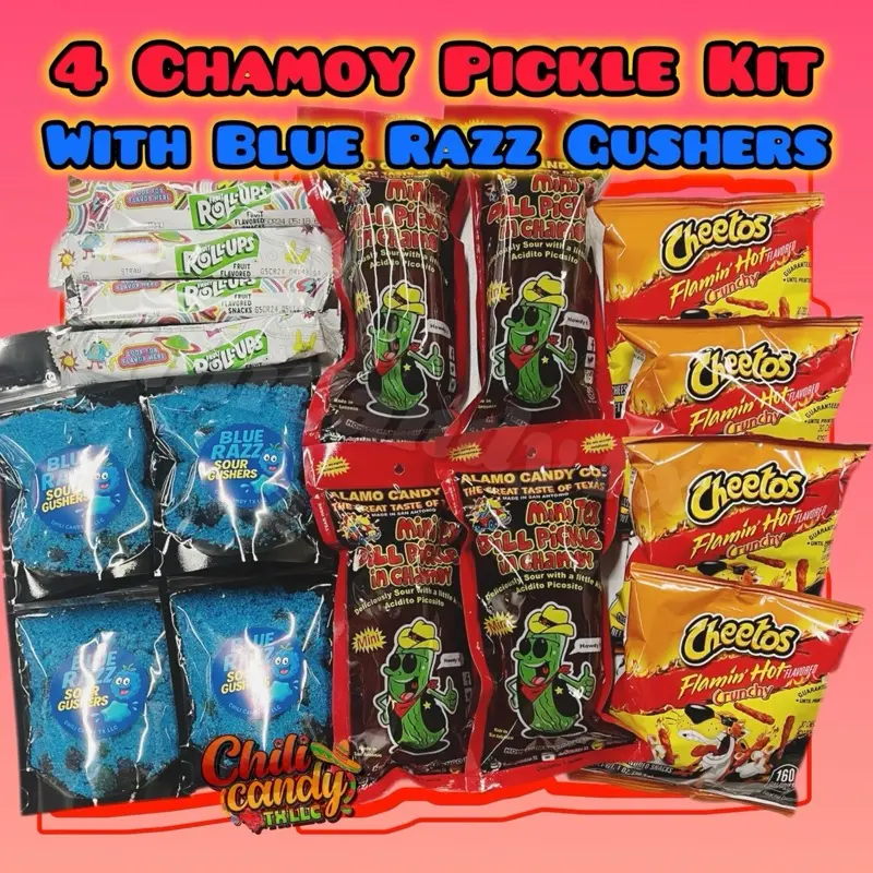 4 chamoy kit with Hot Cheetos
