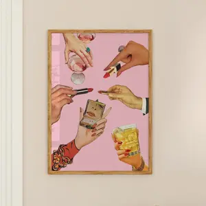 Retro Lipstick Print, Trendy Wall Art Poster, Pink Chic Fashion Icon Poster, Vintage Aesthetic Dorm Art .