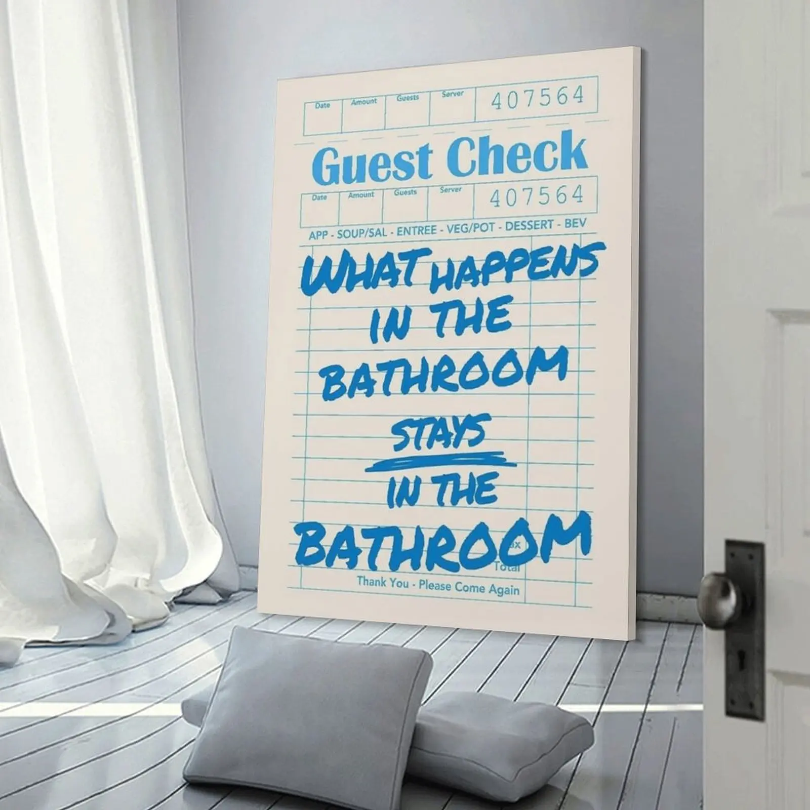 Funny Bathroom Wall Art Canvas Sign Blue Toilet Decor - TikTok Shop