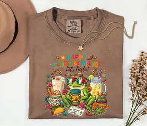 Comfort Colors Happy Cinco de Mayo Frog Shirt, Funny Fiesta Frog Tee, Mexican Party Celebration Shirt