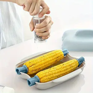 Reusable Microwave Corn Steamer Basket, Fits Two, Durable Plastic Vegetable and Seafood Cookware, Safety Lid, Lead-Free, Kitchen Tool