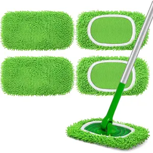 Reusable Microfiber Mop Pads Compatible with Swiffer Sweeper- 4 Pack Dry Sweeping Cloths & Wet Mopping Cloths - Washable Wet Pads Refill for Mopping Floors (Mop is not Included)