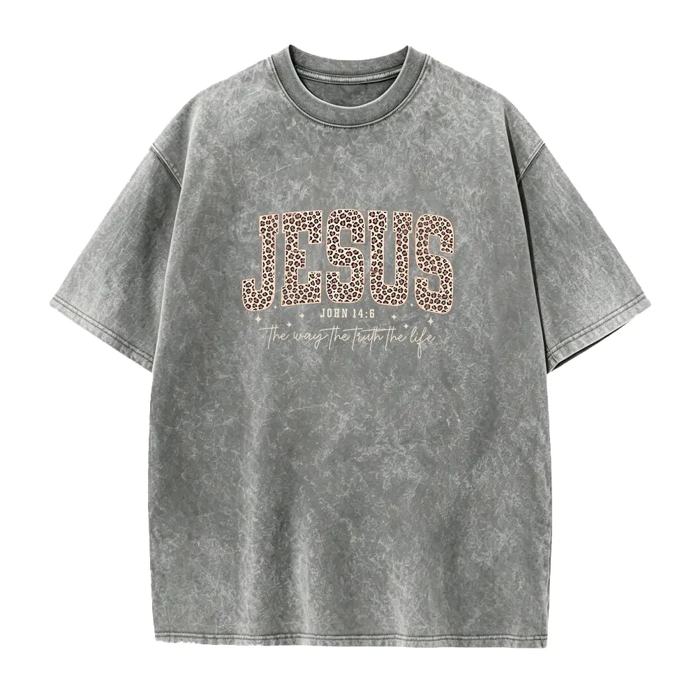 Christian Jesus Shirt, Cheetah Print Bible Verse T-Shirt, Trendy Faith Shirt Religious Women Gift The Way The Truth The Life