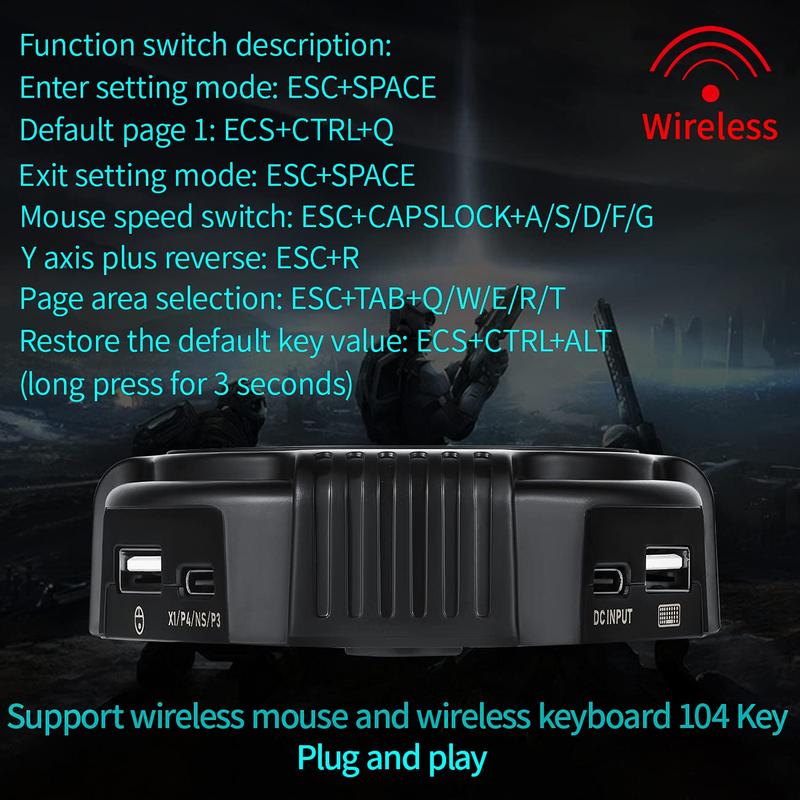 C91 AimBox Keyboard Mouse Adapter for PS4/Xbox/Switch | 0.8ms Ultra-Low Latency MnK Converter | Plug & Play FPS/Apex Legends/RTS Gaming for Warzone/R6 Siege | Dual-Chip Stability