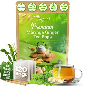 TOG999, Permium Moringa Ginger Herbal Tea – 120 Tea Bags – Caffeine-Free, Smooth & Warming Blend – Pure Ingredients, Sustainably Sourced. No Sugar. No Gluten. Vegan.