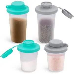 Small Salt and Pepper Shakers Set with Moisture Proof Sinlicone Lids, 4.5oz Mini Spice Shaker for Camping Travel Picnic Lunch Boxes (Mint & Grey, Medium & Large)