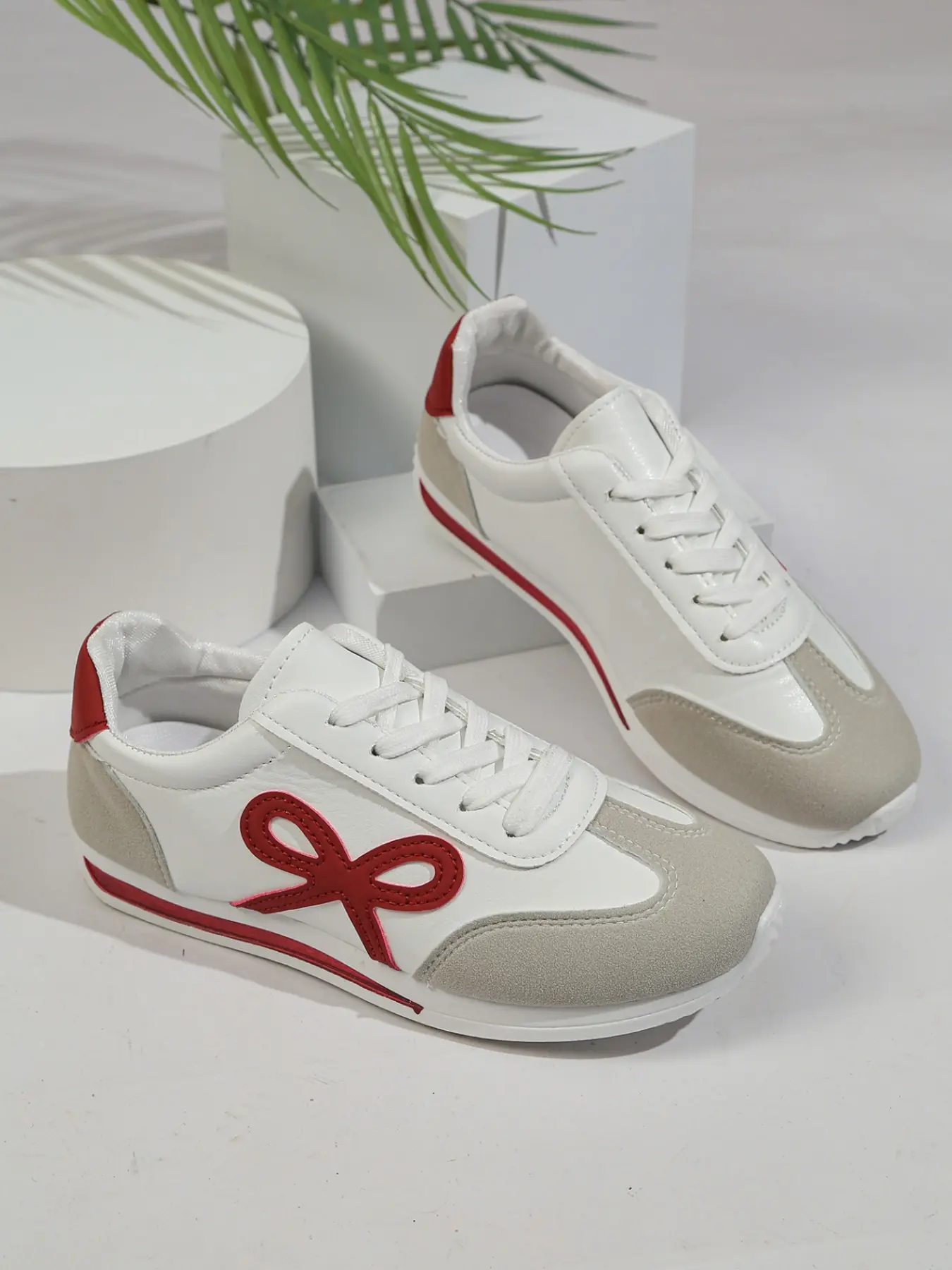 Women's Bow Sneakers New Arrival 2026 Casual Versatile Unique Design Chunky Casual Sneakers Low Top Sneaker Thick Sole Shoes Comfortable All-Season Footwear