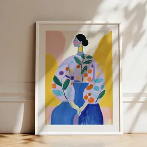 Abstract Woman Art Print: Colorful Mid-Century Modern Decor | Unframed R