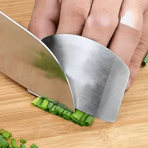 Stainless Steel Finger Guard, Reusable Safety Cutting Tool, Beveled Edges, Durable Metal, Kitchen & Outdoor Use, Food-Safe, Ergonomic Grip