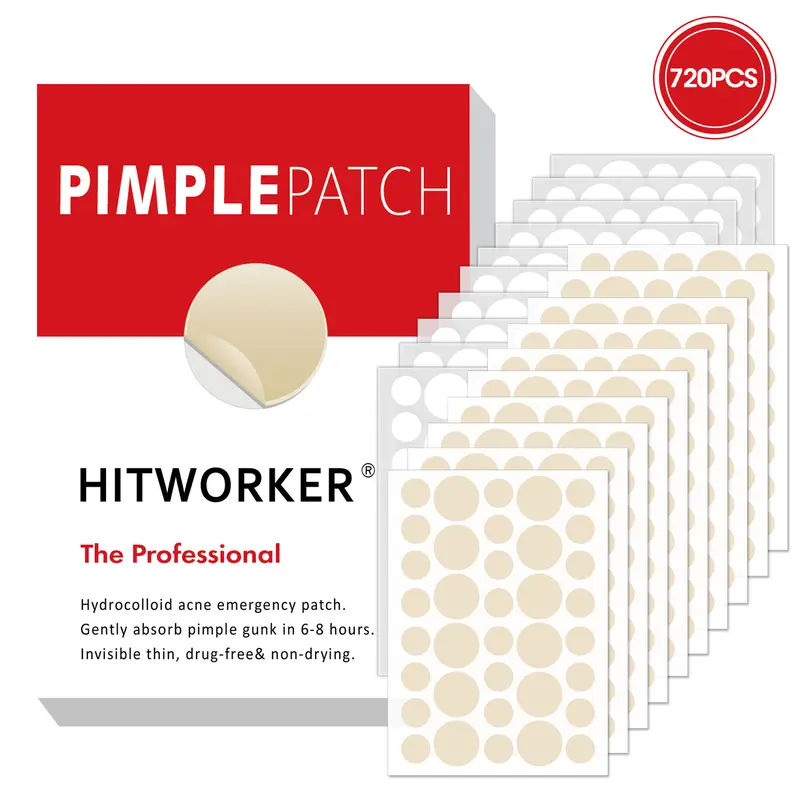 720 Patches Hydrocolloid Acne Patches, Blemishes Pimples Covering Patch Invisible Acne Patches Gentle Skin Repair Gentle