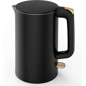 Electric Kettle, Double Wall 1.7L Stainless Steel Cool , Water Boiler & Heater, 1500W Hot  Pot, Boil Dry Protection & Cordless Base, , Black