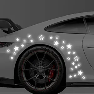 30Pcs Star Meteor Reflective Car Stickers, Night Driving Safety Warning Sign Vinyl Decals, Waterproof Self-Adhesive Scratch Cover Decor, Car Bumper Window Body Decoration, Vehicle Decoration, Universal Car Sticker