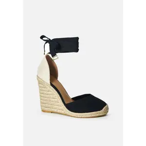 JUSTFAB Espadrille Wedge Perfect Summer Heel  4.75" Inch Heel Height Adjustable Lace-Up Ankle Closure Platform