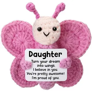 Daughter Encouragement Crochet Butterfly, Hand-Knitted Plush with Inspirational Card, Perfect Birthday & Graduation Gift#GLOBAL PICKS