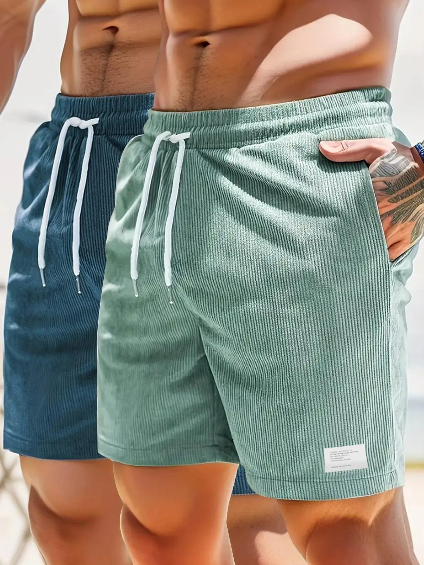 Men's Letter Patched Drawstring Waist Pocket Shorts, Regular Fit Casual Fashion Shorts, Men's Summer Bottoms for Daily Wear