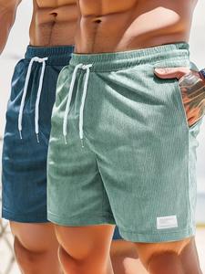 men's letter patched drawstring waist shorts, fitted casual plain pocket straight leg shorts, men's summer outdoor bottoms for daily wear, comfy clothes for men, menswear, shorts for summer, activewear