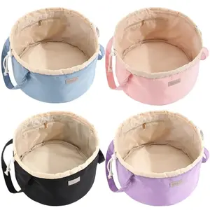Large Capacity Bucket Cosmetic Bag, Drawstring Makeup Travel Organizer with Adjustable Strap Flip Top Pockets Gift