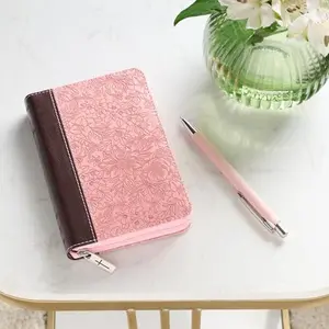 KJV Holy Bible, Mini Pocket Size, Faux Leather Red Letter Edition - Ribbon Marker, King James Version, Pink/Saddle Tan, Zipper Closure, 6.2" x 4.3" (KJV Pocket Editions) Imitation Leather
