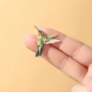 Original Hummingbird Series Brooch - Exquisite Alloy Dynamic Design, Enamel Printed Bird Badge for Clothing, Bags & Pencil Case Decoration