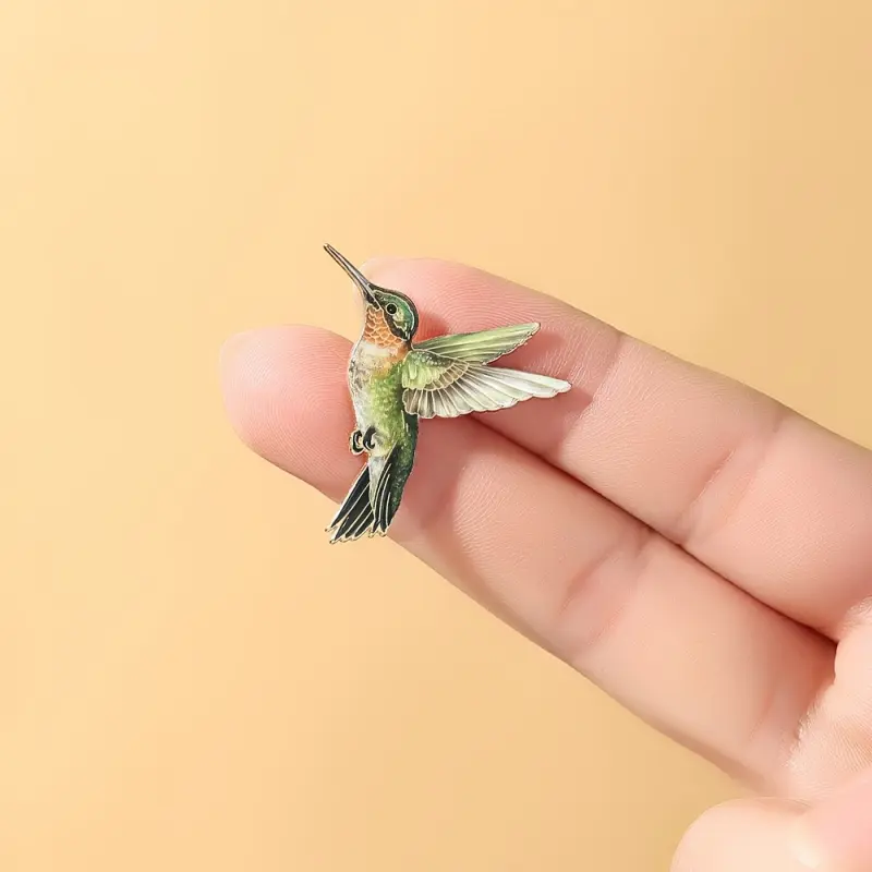 Original Hummingbird Series Brooch - Exquisite Alloy Dynamic Design, Enamel Printed Bird Badge, Alloy Brooch Pin, Fashion Accessory for Clothing, Bags & Pencil Case Decoration