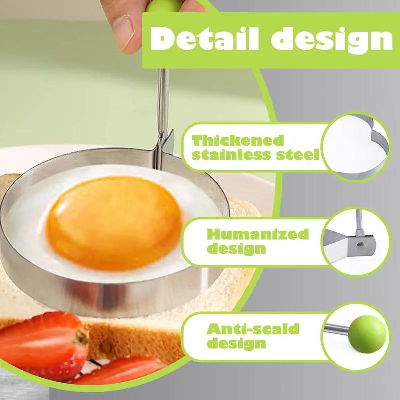 【Free Shipping 】4-Piece Fried Egg Ring Mold Set Nonstick for Griddle Pan Enhancing Cooking Convenience with Non-Stick Coating and Versatile Use clear separator aluminum Manual