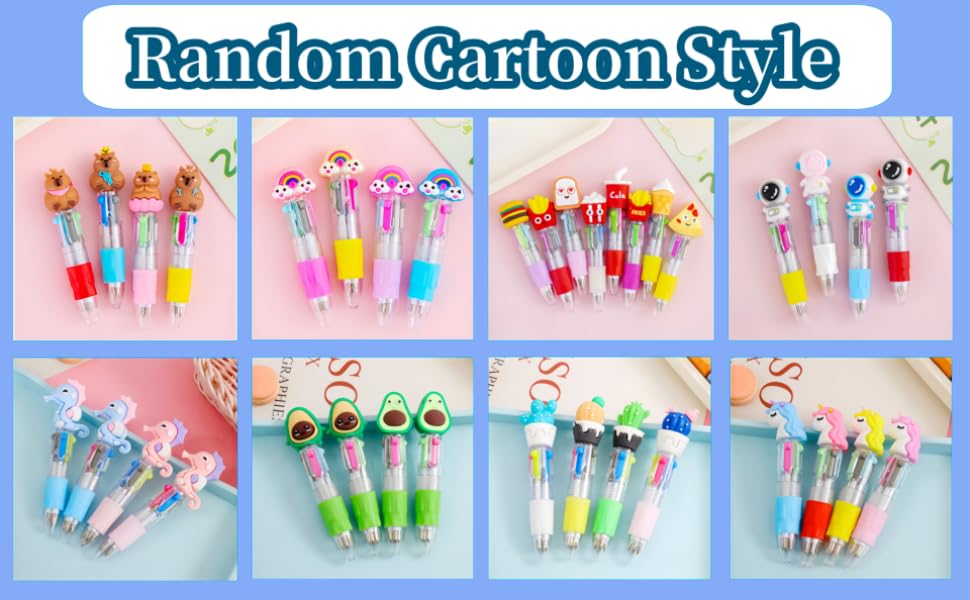 Random 16/26Pcs Mini Multicolor Pens in One 4-in-1 Cute Pens Bulk for Kids,foster creativity,Adds Fun to Classrooms Fun Kawaii Ballpoint Pen for Birthdays and Children's Party Favors Gifts,Teacher School Supplies,Interactive Classroom Supplies